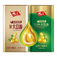 九三食用油 非转基因压榨大豆油 精榨+鲜榨大豆油5L*2桶 10L