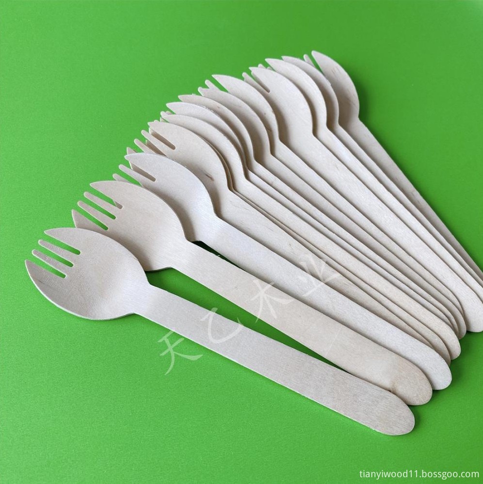 一次性木制餐具木制spork 160/140/105mm