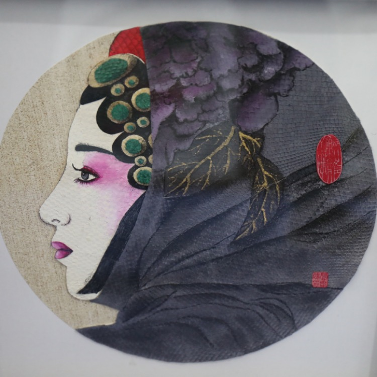 鱼皮画《青衣－清雅俊秀》