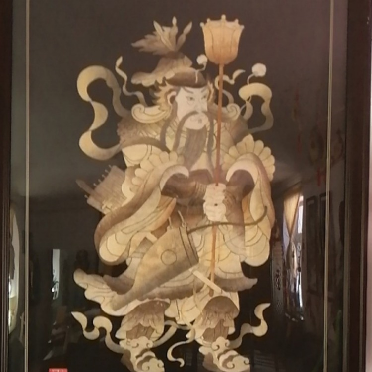 鱼皮画《门神秦琼.秦叔宝》