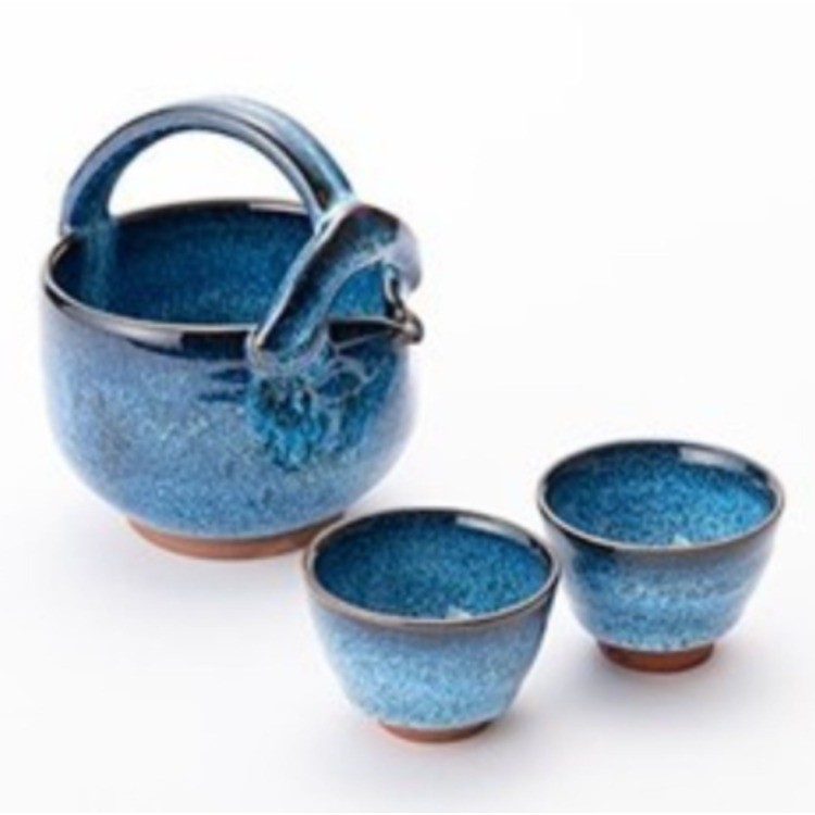 0031 波纹釉 带把手成套酒具